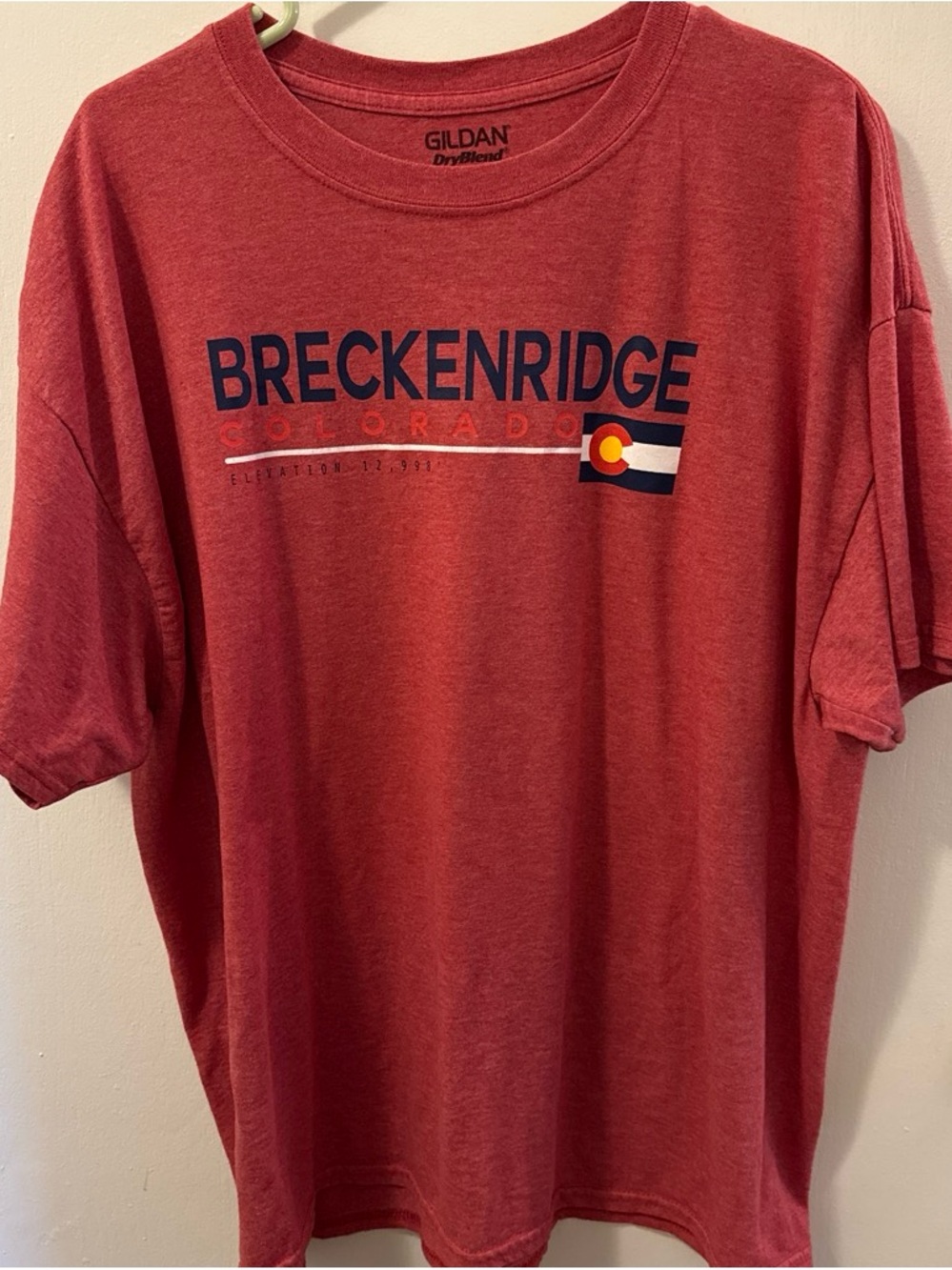 Gildan Red Breckenridge Colorado Graphic T‑Shirt with Navy & White Print